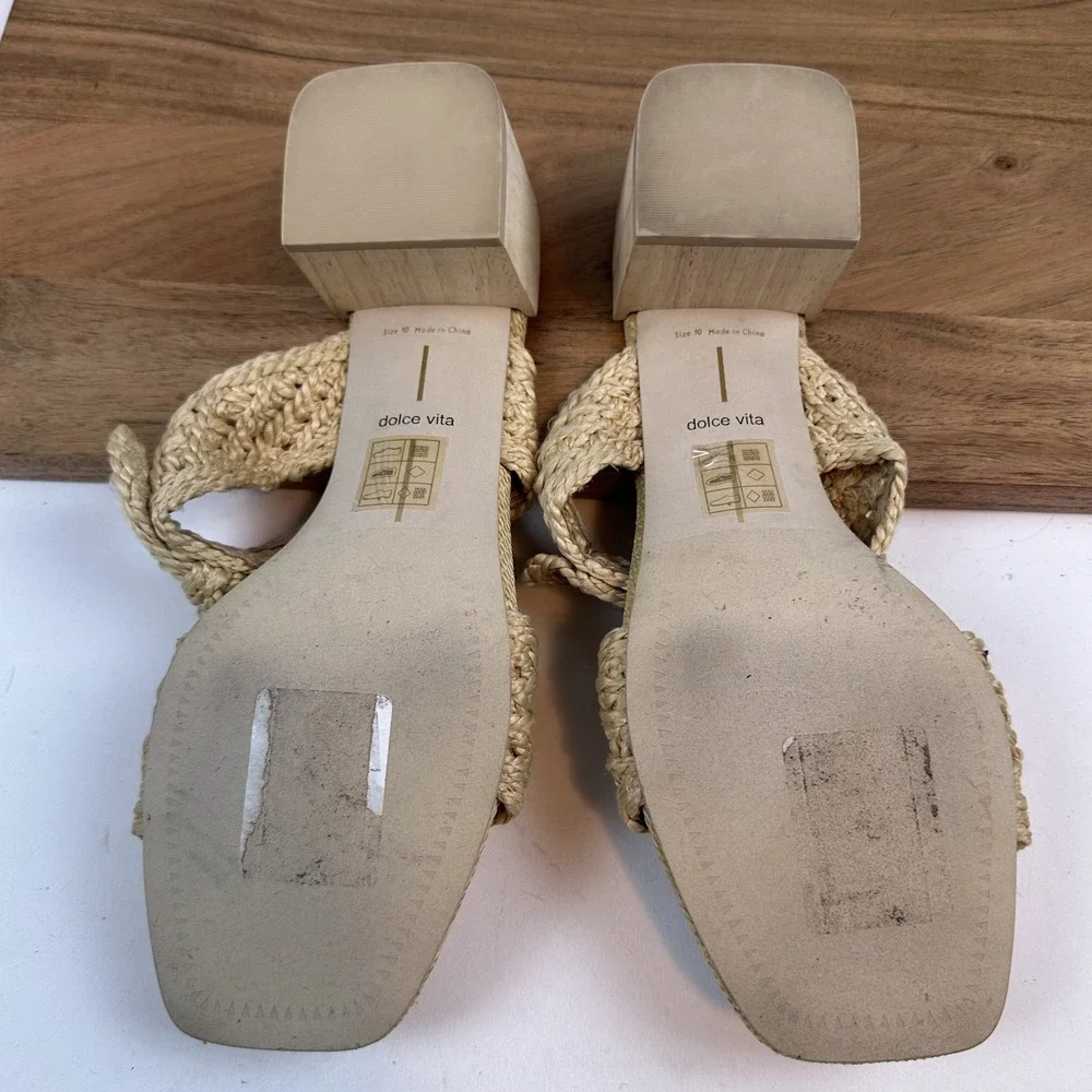 Womens Dolce Vita Zemmie Espadrille Knot Raffia Heel Slide Sandals Size 10 M EUC - Picture 7 of 8